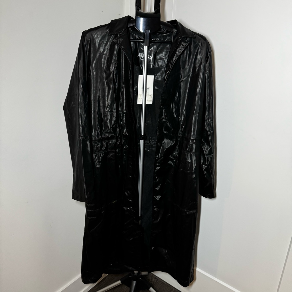 Rains Black String Overcoat (Men: Small) *New With Tag*